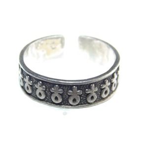 925 Vintage Small Size Toe MIDI Ring Band US Size 4.5 Adj Woman's Sex Sign Venus